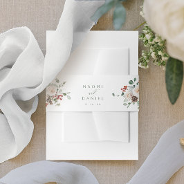 Elegant Festive Floral Holiday Winter Wedding Uitnodigingen Wikkel