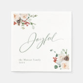 Elegant Festive Floral Joyful Christmas Holiday Servet (Voorkant)