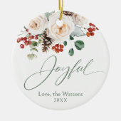 Elegant Festive Floral Joyful Family Christmas Keramisch Ornament (Voorkant)
