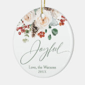 Elegant Festive Floral Joyful Family Christmas Keramisch Ornament (Links)