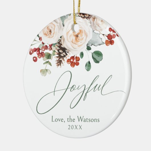 Elegant Festive Floral Joyful Family Christmas Keramisch Ornament (Links)