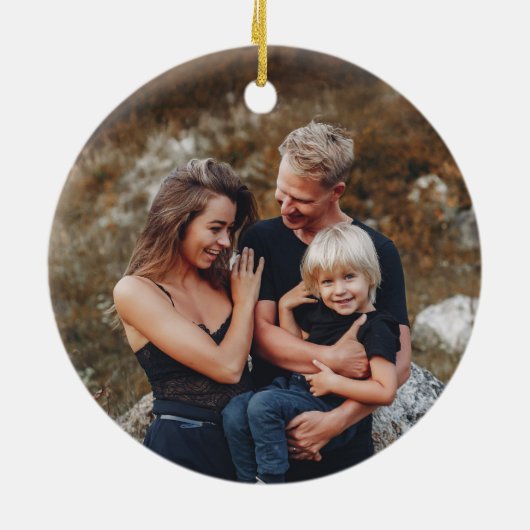 Elegant Festive Floral Joyful Family Christmas Keramisch Ornament (Achterkant)