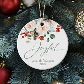 Elegant Festive Floral Joyful Family Christmas Keramisch Ornament