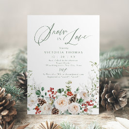 Elegant Festive Floral Snow in Love Bridal Shower Kaart