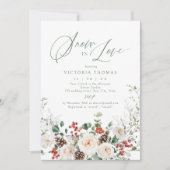 Elegant Festive Floral Snow in Love Bridal Shower Kaart (Voorkant)