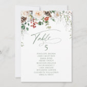 Elegant Festive Floral table number seating chart Kaart (Voorkant)