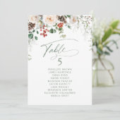 Elegant Festive Floral table number seating chart Kaart (Staand voorkant)
