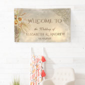 Elegant Festive Gold Boho Flowers Wedding Spandoek (Insitu)