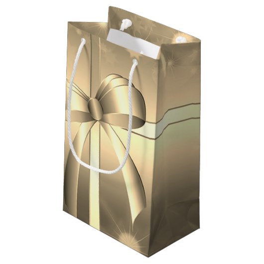 Elegant Festive Gold Bow Klein Cadeauzakje (Achterkant Gekanteld)