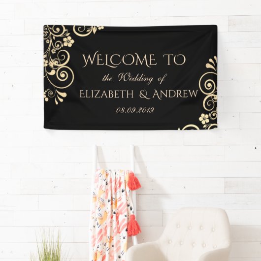 Elegant Festive Gold Flowers Wedding Banner (Insitu)