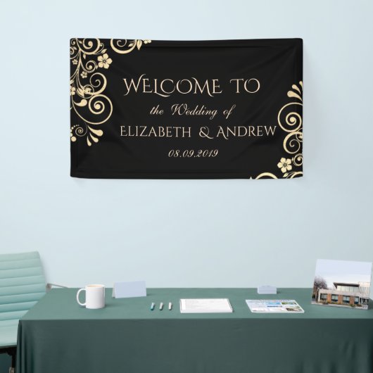 Elegant Festive Gold Flowers Wedding Banner (Beurs)