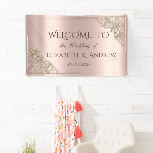 Elegant Festive Gold Lijst Roos Gold Spandoek (Insitu)