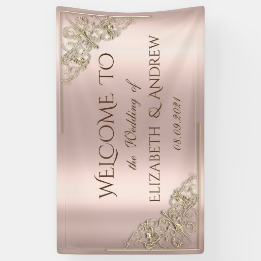 Elegant Festive Gold Lijst Roos Gold Spandoek (Verticaal)