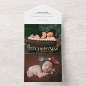 Elegant Festive Gold Merry-kerstscript Foto All In One Uitnodiging (Binnen)