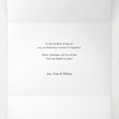 Elegant Festive Gold Merry-kerstscript Foto Drieluik Wenskaart (Binnenkant midden)