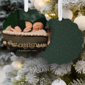 Elegant Festive Gold Merry-kerstscript Foto Ornament Kaart