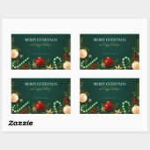 Elegant Festive Green Christmas  Rechthoekige Sticker (Vel)