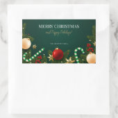 Elegant Festive Green Christmas  Rechthoekige Sticker (Tas)