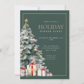 Elegant Festive Green Gold Holiday Dinner Party Kaart (Voorkant)