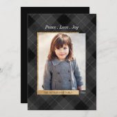 Elegant Festive Grey Pset & Gold One-foto Feestdagenkaart (Voorkant / Achterkant)