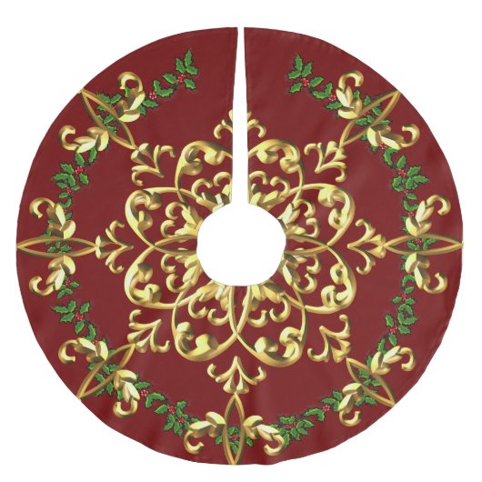 Elegant Festive-kerstrood goud Kerstboom Rok (Voorkant)