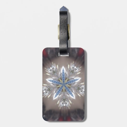 Elegant Festive-kerstster: Shiny Blue White Bagagelabel (Achterkant verticaal)