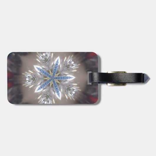 Elegant Festive-kerstster: Shiny Blue White Bagagelabel (Achterkant horizontaal)