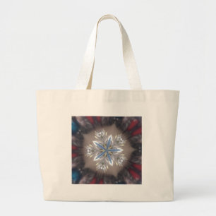 Elegant Festive-kerstster: Shiny Blue White Grote Tote Bag