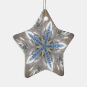 Elegant Festive-kerstster: Shiny Blue White Keramisch Ornament (Rechts)