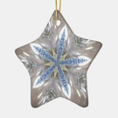 Elegant Festive-kerstster: Shiny Blue White Keramisch Ornament (Links)