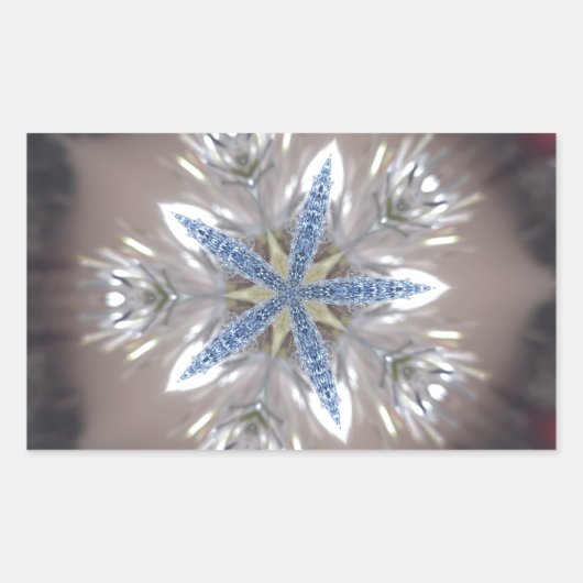 Elegant Festive-kerstster: Shiny Blue White Rechthoekige Sticker (Voorkant)