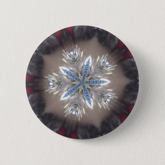 Elegant Festive-kerstster: Shiny Blue White Ronde Button 5,7 Cm (Voorkant)