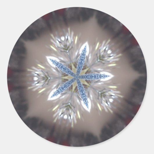 Elegant Festive-kerstster: Shiny Blue White Ronde Sticker (Voorkant)