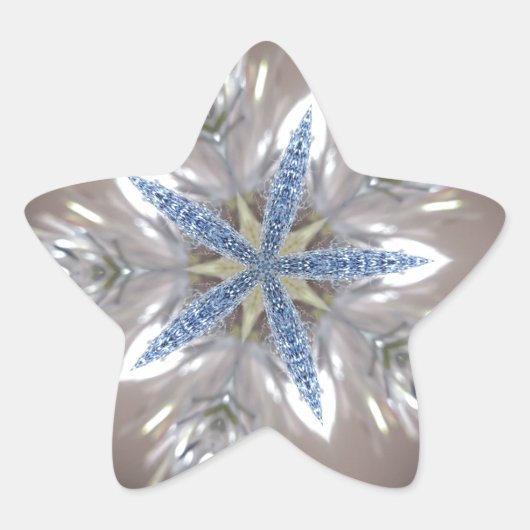 Elegant Festive-kerstster: Shiny Blue White Ster Sticker (Voorkant)