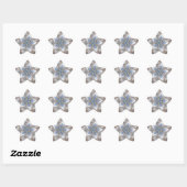 Elegant Festive-kerstster: Shiny Blue White Ster Sticker (Vel)