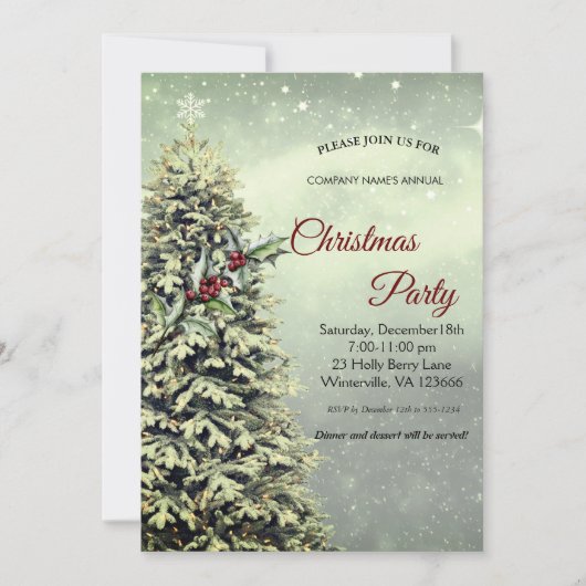 Elegant festive kersttree Uitnodiging (Voorkant)