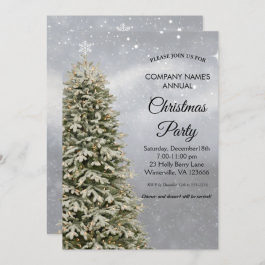 Elegant festive kersttree Uitnodiging (Voorkant / Achterkant)