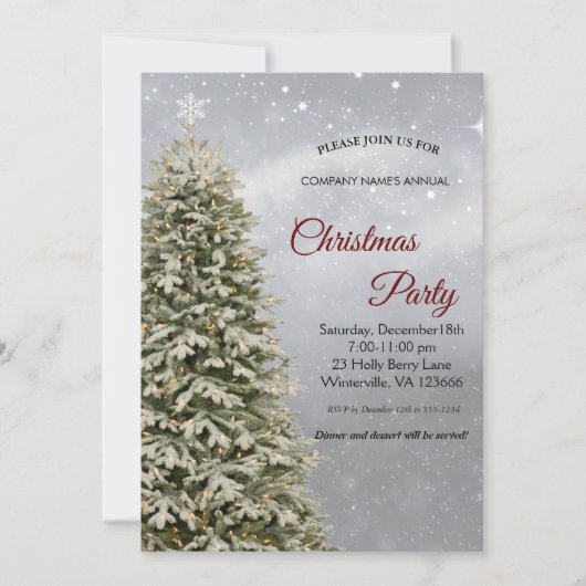 Elegant festive kersttree Uitnodiging (Voorkant)
