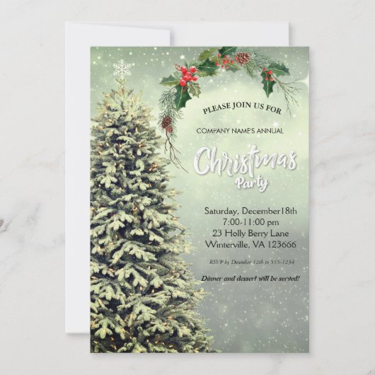 Elegant festive kersttree Uitnodiging (Voorkant)
