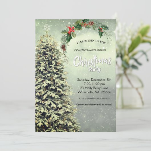 Elegant festive kersttree Uitnodiging (Staand voorkant)