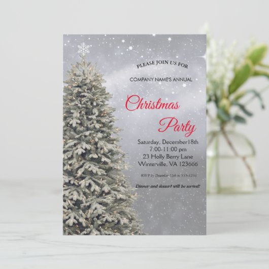 Elegant festive kersttree Uitnodiging (Staand voorkant)