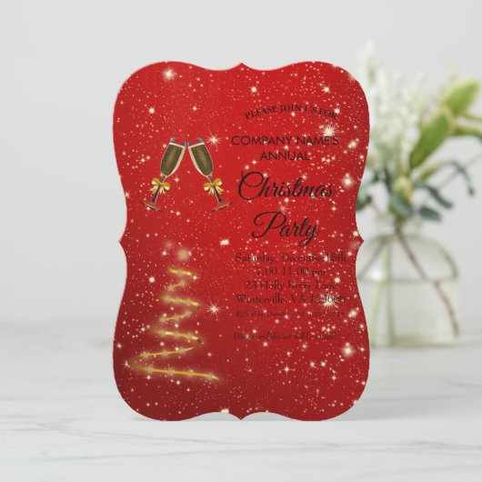 Elegant festive kersttree Uitnodiging (Staand voorkant)