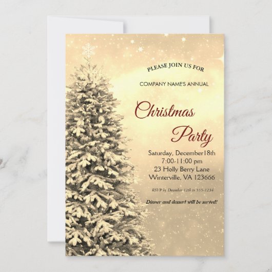 Elegant festive kersttree Uitnodiging (Voorkant)