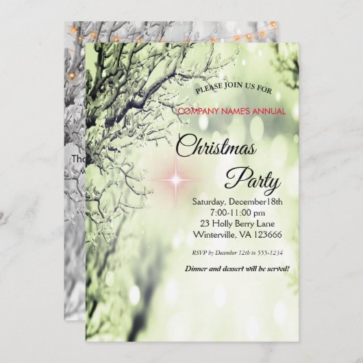 Elegant festive-kerstuitnodiging kaart (Voorkant / Achterkant)