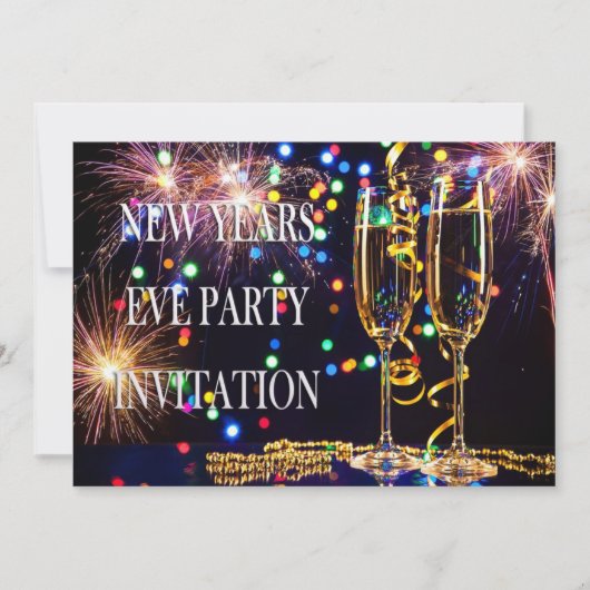 Elegant Festive New Years Eve Party Kaart (Voorkant)