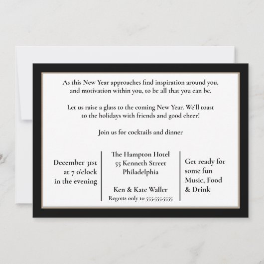 Elegant Festive New Years Eve Party Kaart (Achterkant)