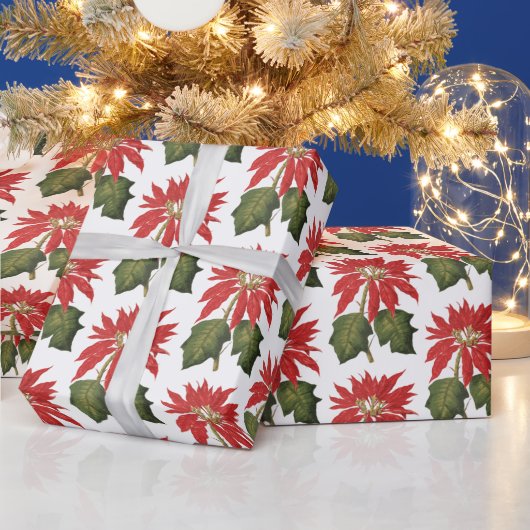 Elegant Festive Poinsettia Flower Cadeaupapier (Feestdagen)