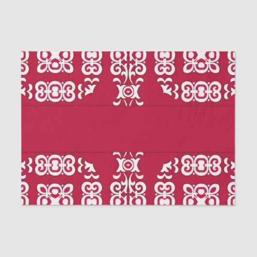 Elegant Festive Red en White Damask Pattern Tissuepapier (Voorkant)