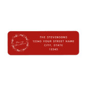 Elegant Festive Red Floral Wreats Merry Kerstmis Etiket (Voorkant)