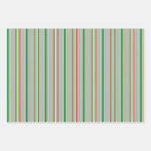 Elegant Festive Red Green Striped Holiday Inpakpapier Vel (Voorkant)